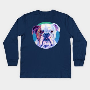 Brindle and White English Bulldog Kids Long Sleeve T-Shirt